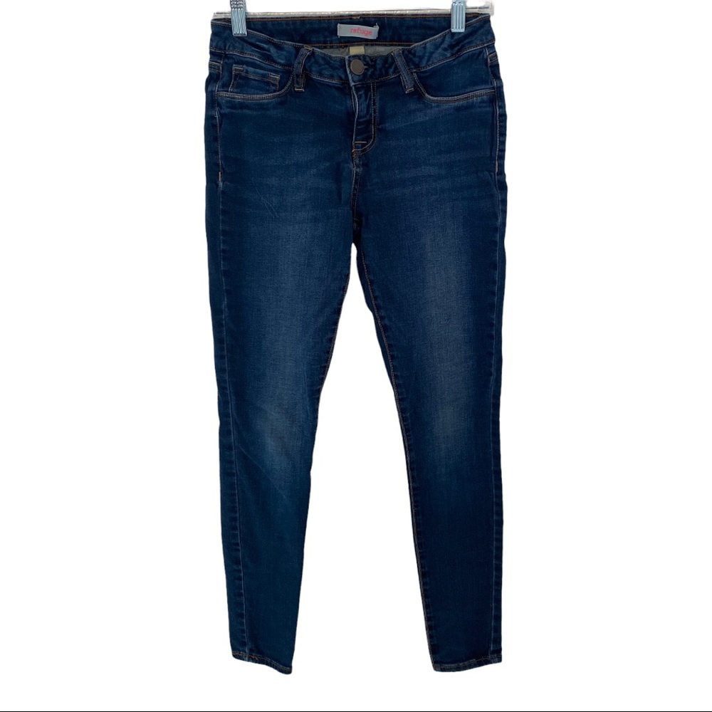 refuge dark wash mid rise skinny jeans size 6